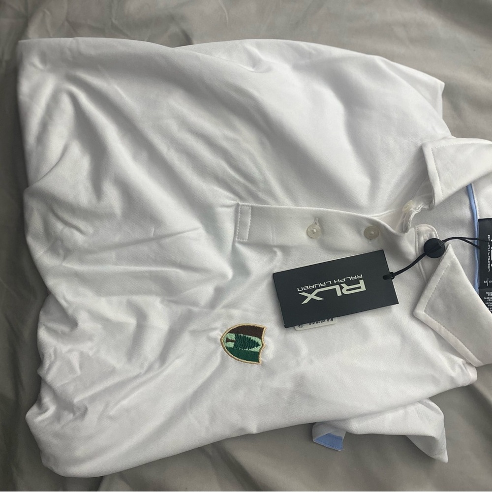 RLX Ralph Lauren White Polo Shirt with Green Logo